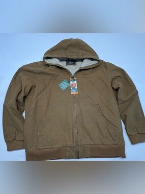 G.H. Bass & Co. Men’s Sherpa Lined Canvas Hooded Bomber Jacket NWT BrownSize XXL